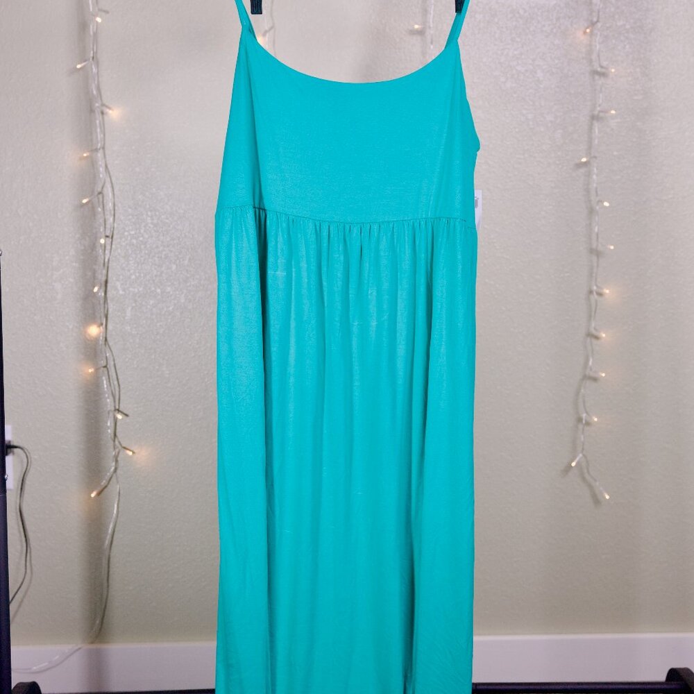 Floor Length Teal Blue Maxi Sun Dress - Women's Old Navy - Size 3XL Plus Size
